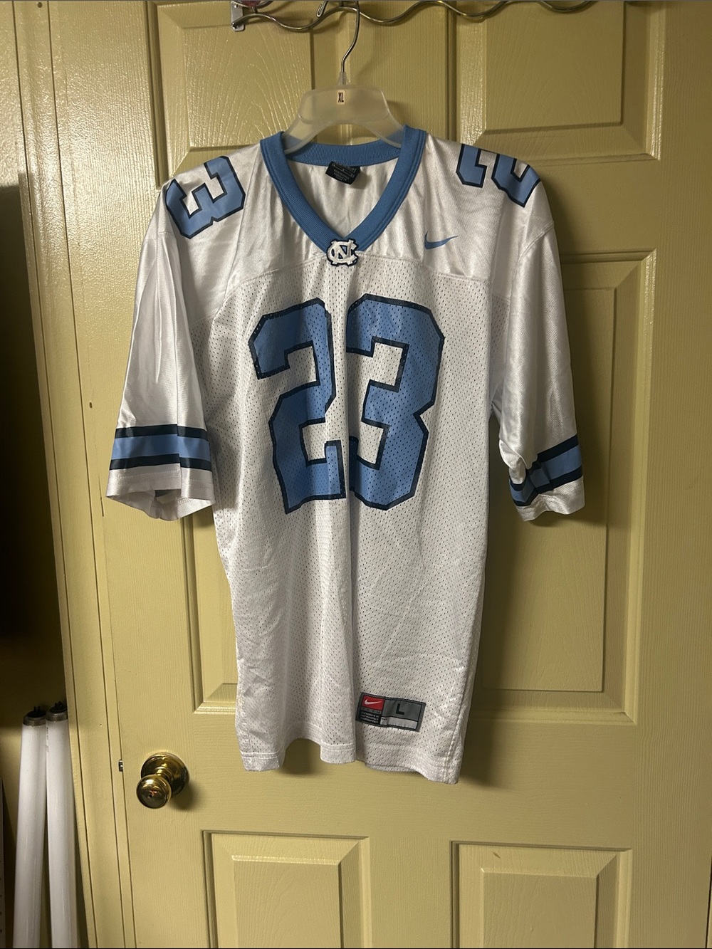 Nike Men’s White & Carolina Blue Football Jersey #23 - V-Neck
